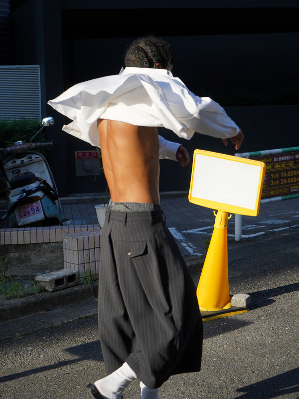 -Cropped Bonded Wool Pants-