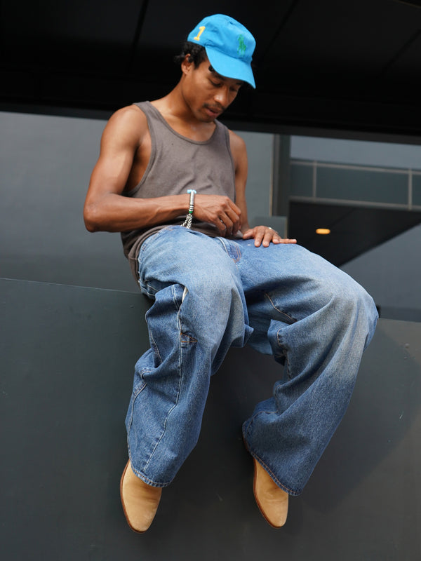 -3D Cutting Denim Pants- [INDIGO]