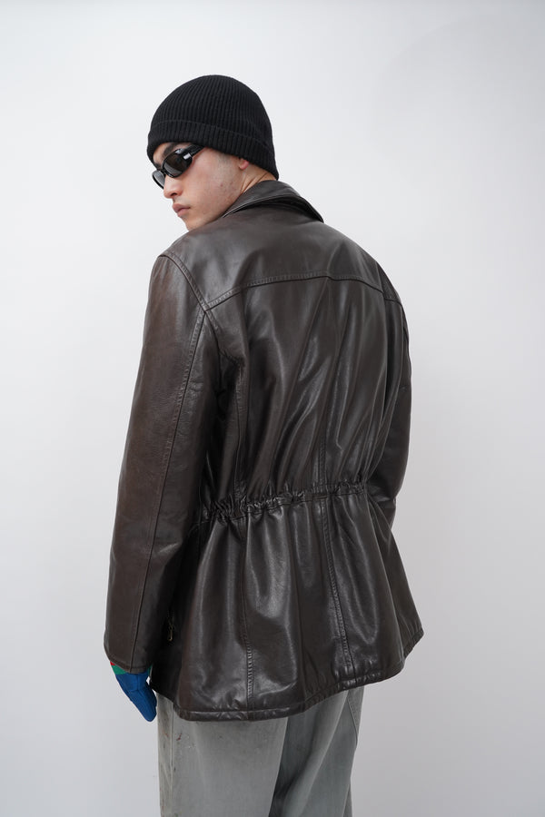 80-90's "Giorgio Armani" -Zip-up Leather Jacket-