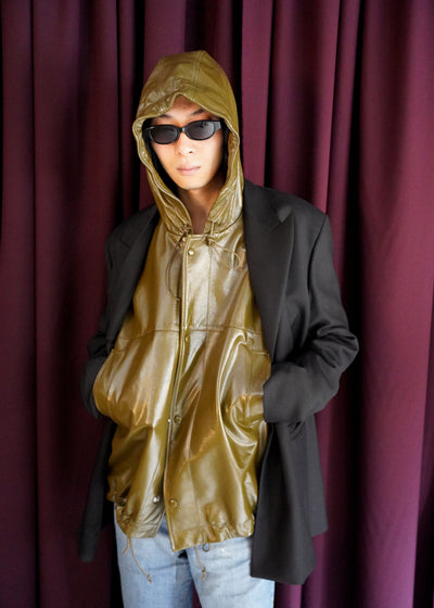 -BRIGHAM LEATHER HOODED JACKET-