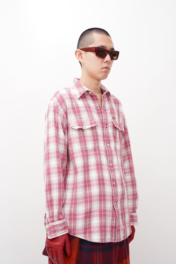 "ORVIS" -Check Print Flannel L/S Shirts-