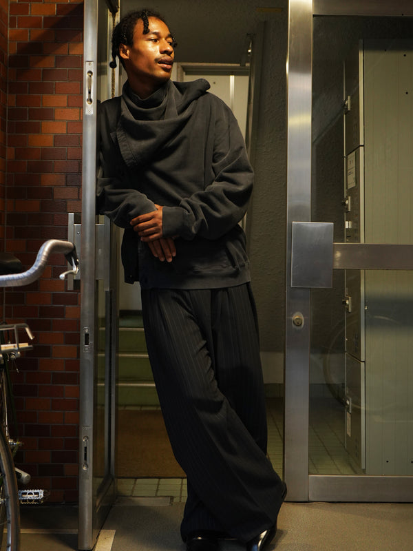 -Pleats Bonded Wool Pants-