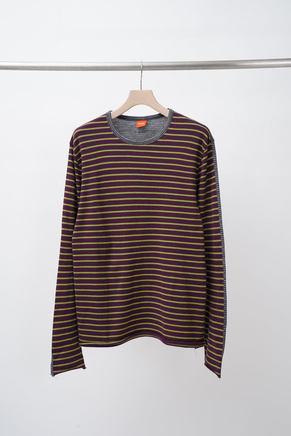 "HUGO BOSS" -Wool Switched Border Knit Sweater-