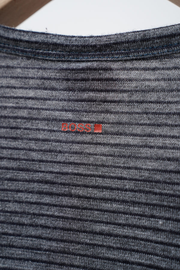 "HUGO BOSS" -Wool Switched Border Knit Sweater-