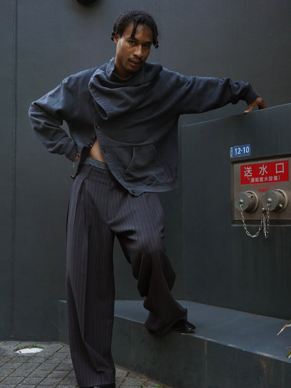 -Pleats Bonded Wool Pants-