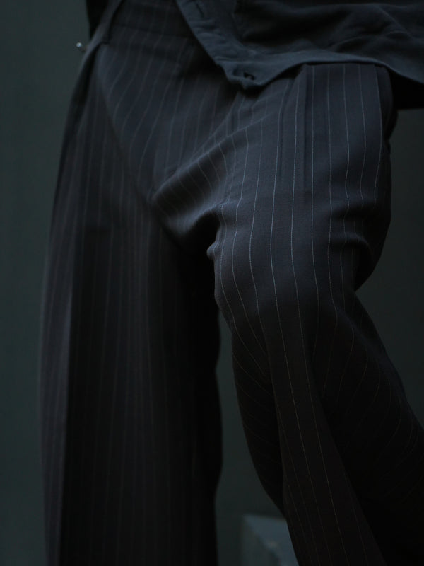 -Pleats Bonded Wool Pants-