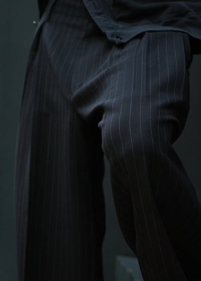 -Pleats Bonded Wool Pants-