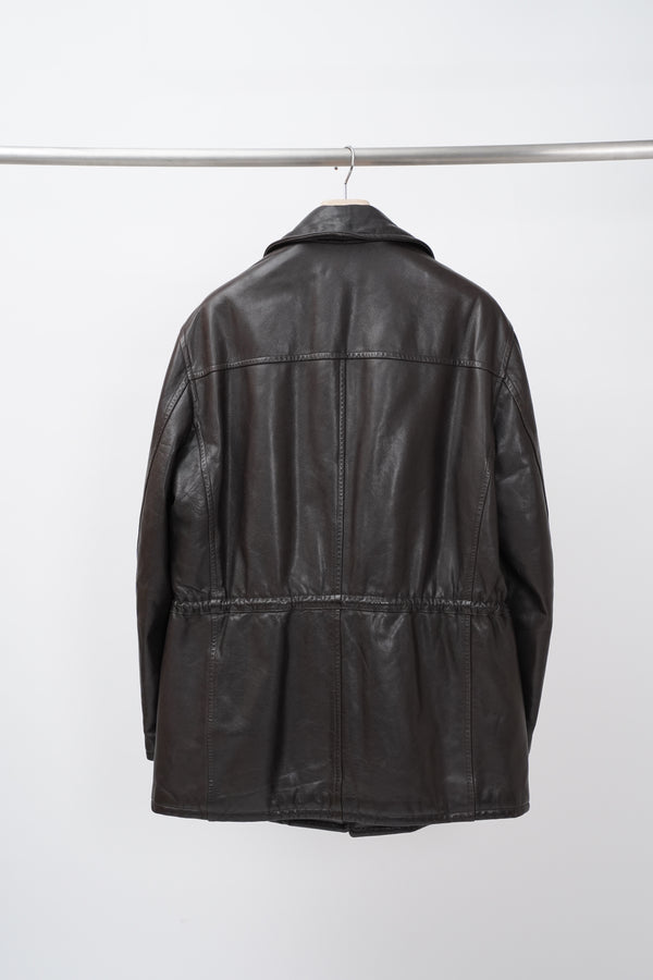 80-90's "Giorgio Armani" -Zip-up Leather Jacket-