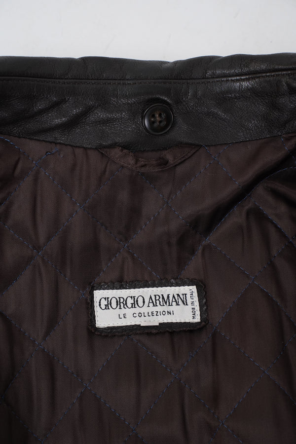 80-90's "Giorgio Armani" -Zip-up Leather Jacket-