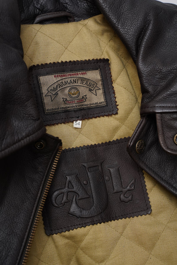 90's "Armani Jeans" -Leather Car Coat-