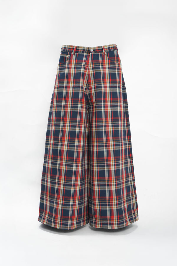 -Ultra-baggy Tartan Flannel Pants-