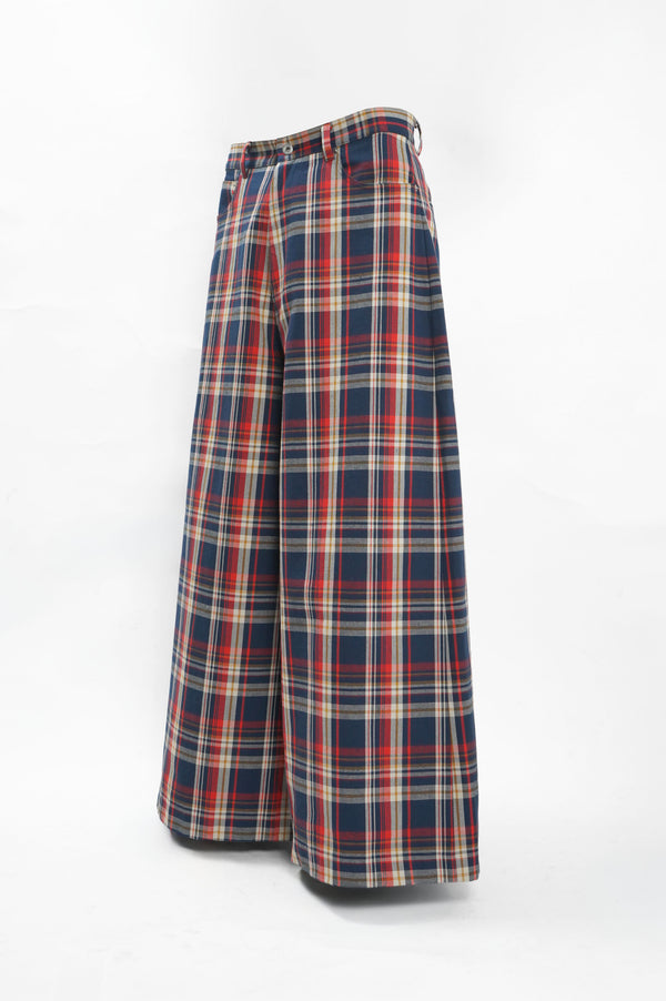 -Ultra-baggy Tartan Flannel Pants-
