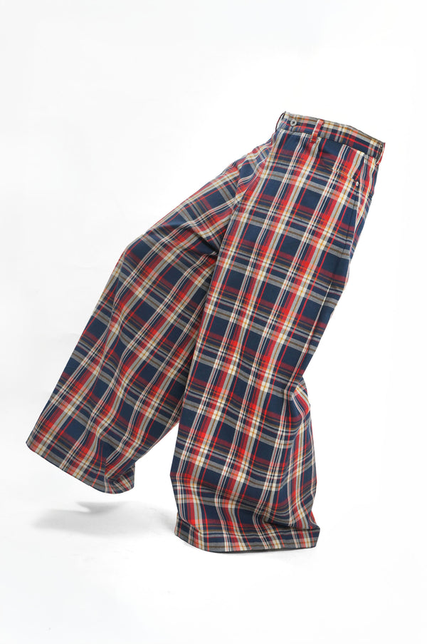 -Ultra-baggy Tartan Flannel Pants-