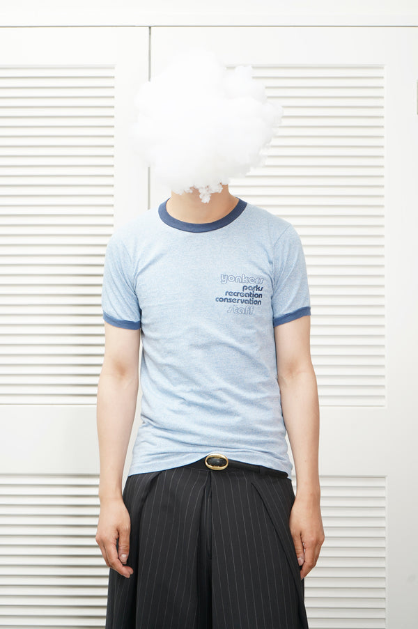 80's "SCREEN STARS" -"YONKERS STAFF" Printed S/S Trim Tee-