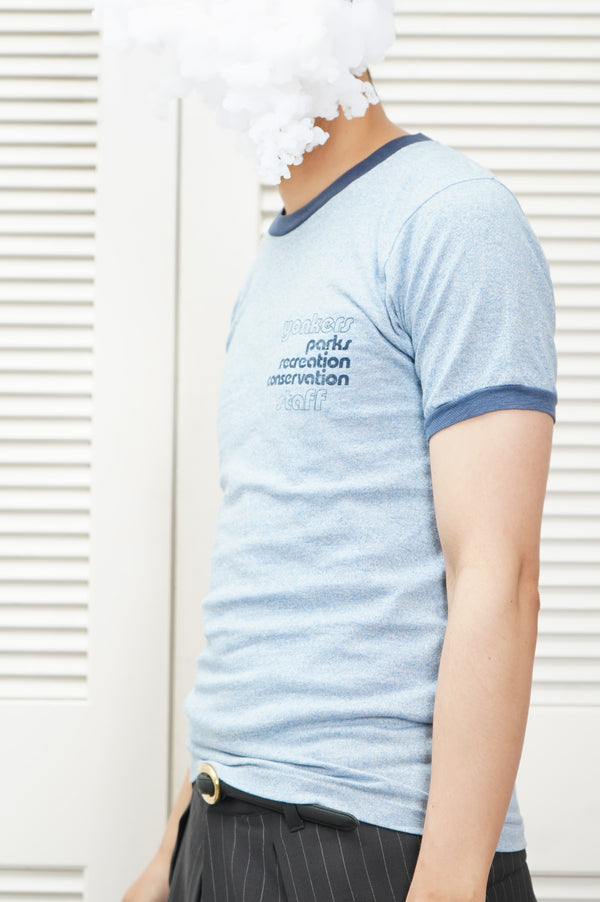 80's "SCREEN STARS" -"YONKERS STAFF" Printed S/S Trim Tee-