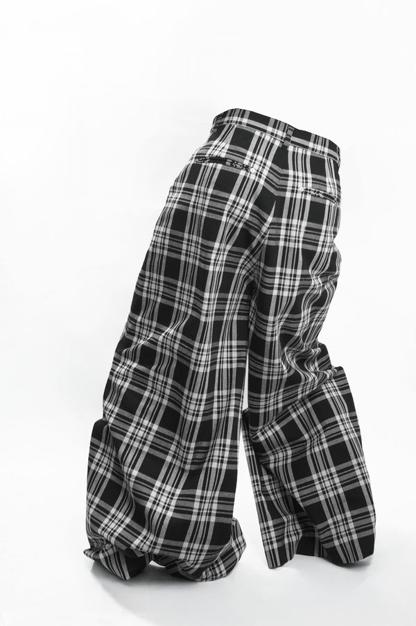 -Ultra-baggy Tartan Flannel Pants-