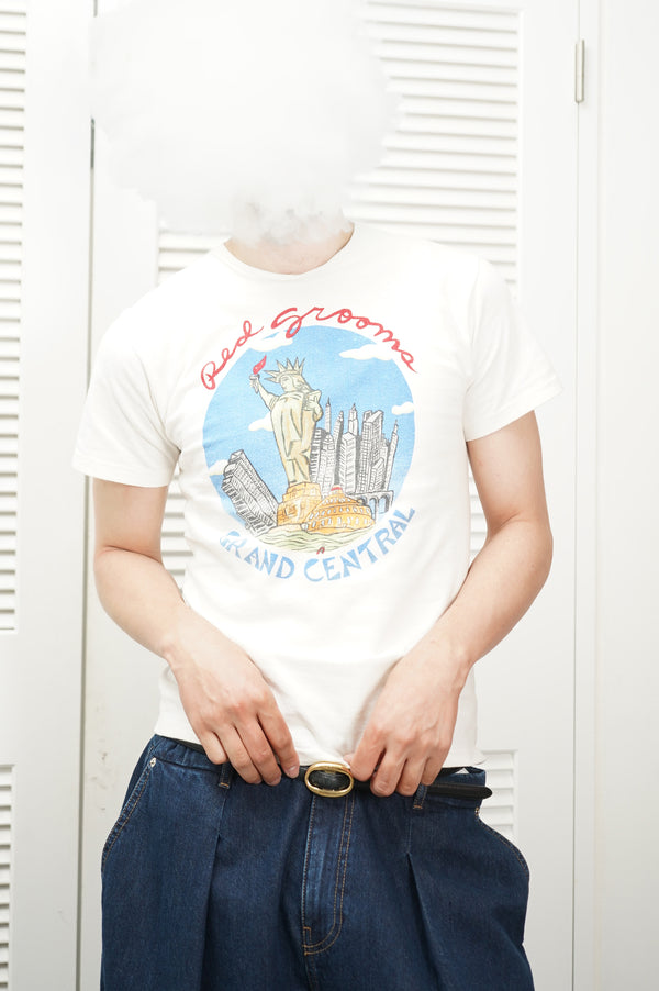 90's "Hanes" -"GRAND CENTRAL" Printed S/S Tee-