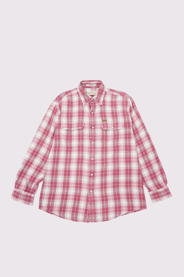 "ORVIS" -Check Print Flannel L/S Shirts-