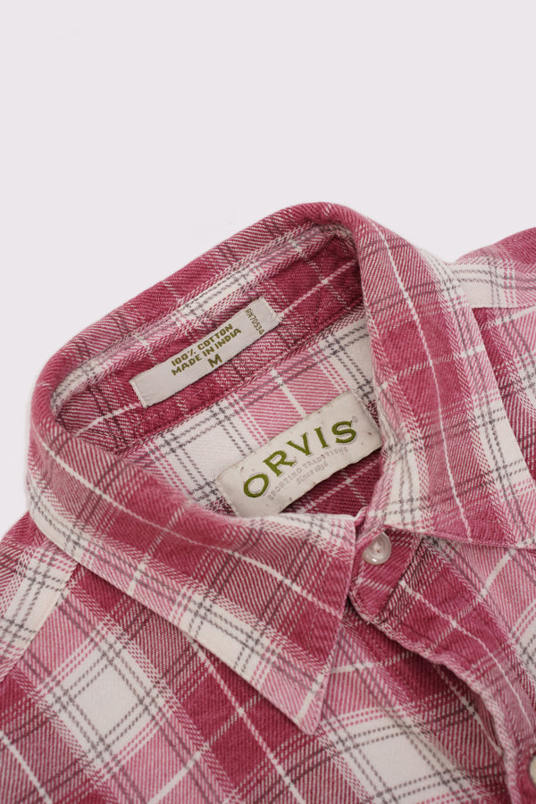 "ORVIS" -Check Print Flannel L/S Shirts-