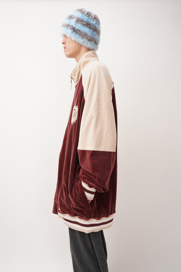 "TROOP" -Patched Design Oversized Velour Track Jacket-