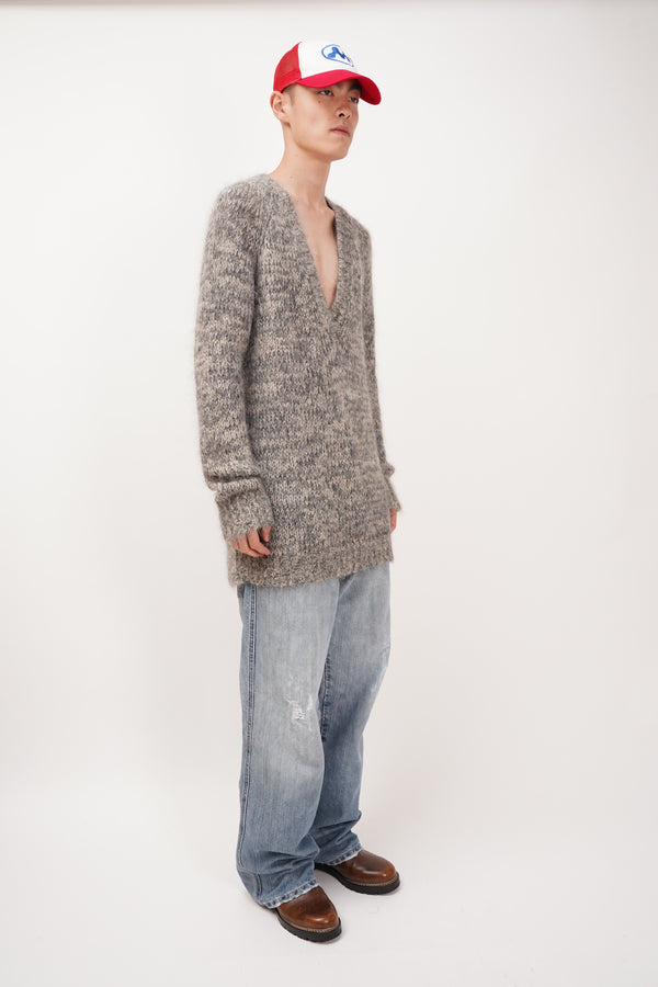 "DRIES VAN NOTEN" -Deep V/N Alpaca Knit Sweater-