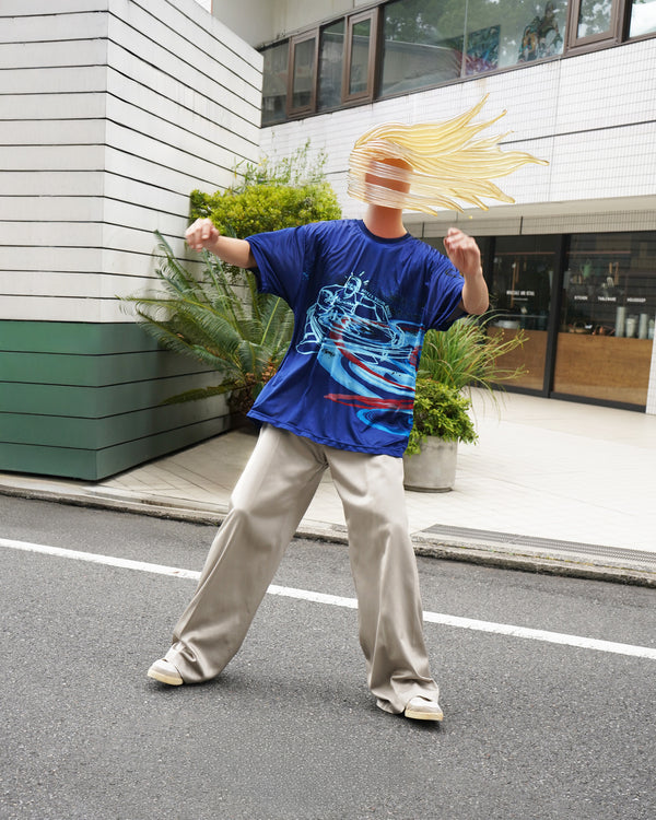 2000's  "NO BOUNDARIES" -DJ Character Printed Jersey S/S Tee-
