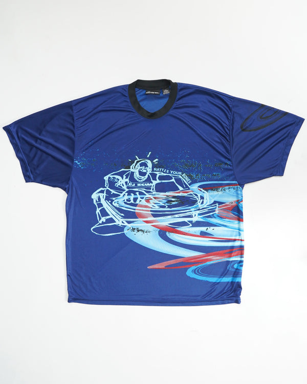 2000's  "NO BOUNDARIES" -DJ Character Printed Jersey S/S Tee-