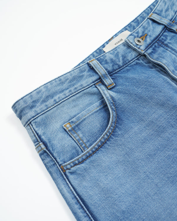 STEVE -WIDE-LEG DENIM JEANS- [WASHED BLUE]