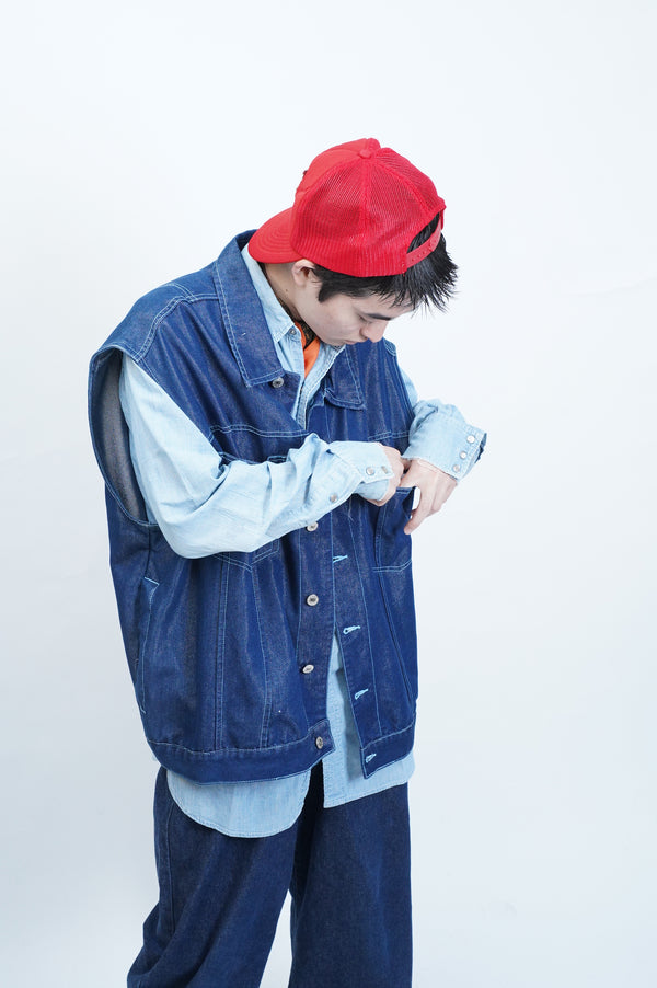 "WEBS JEANS" -Shiny Denim Big Vest-