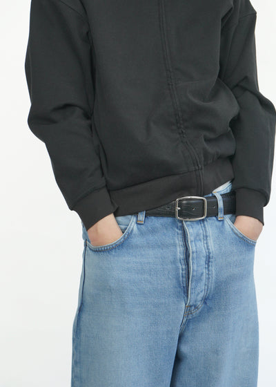 -EMBOSSED CROC LEATHER BELT-