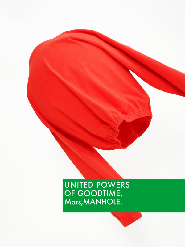 “UNITED POWERS OF GOODTIME, Mars, MANHOLE” -Gathered long sleeve-