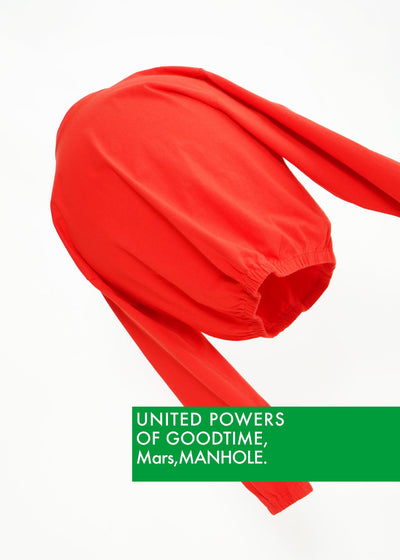 “UNITED POWERS OF GOODTIME, Mars, MANHOLE” -Gathered long sleeve-