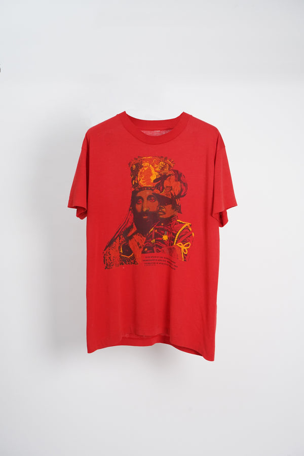 80's "UNKNOWN" -"Selassie/Garvey" Print S/S Tee-