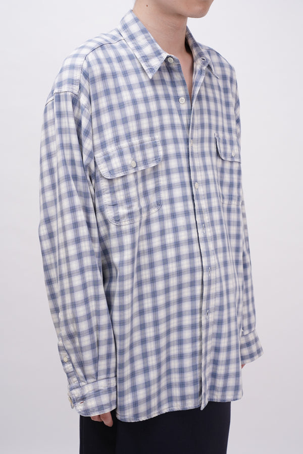 90's "GAP" -Cotton Ombre Check L/S Shirt-