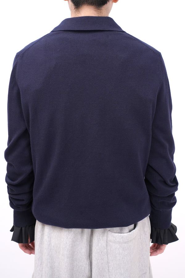 "SEAN JOHN" -Cotton Knit Fake Layered Polo Shirt-