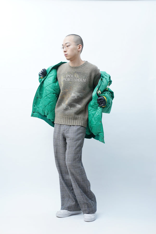 80-90’s "POLO COUNTRY RALPH LAUREN" -Printed Crew Neck Wool Knit Sweater-