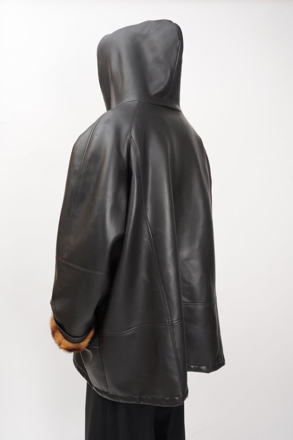 "WEATHER SOLUTIONS" -Fake Leather/Fur Hooded Coat-