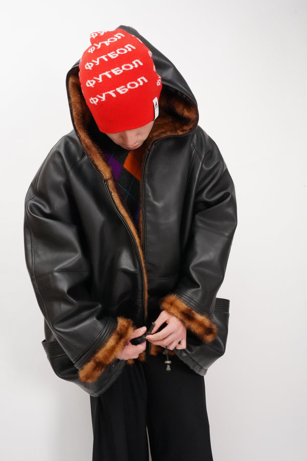 "WEATHER SOLUTIONS" -Fake Leather/Fur Hooded Coat-