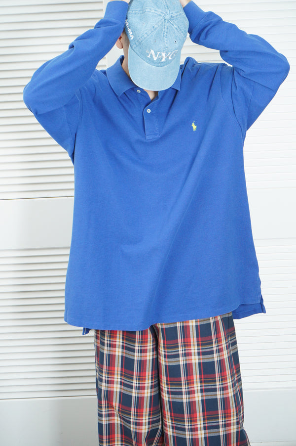 "POLO RALPH LAUREN" -Cotton Kanoko L/S Polo Shirt-