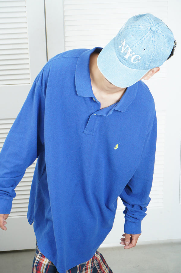 "POLO RALPH LAUREN" -Cotton Kanoko L/S Polo Shirt-