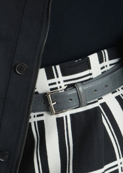 -ROLLER BUCKLE WAXED LEATHER BELT-