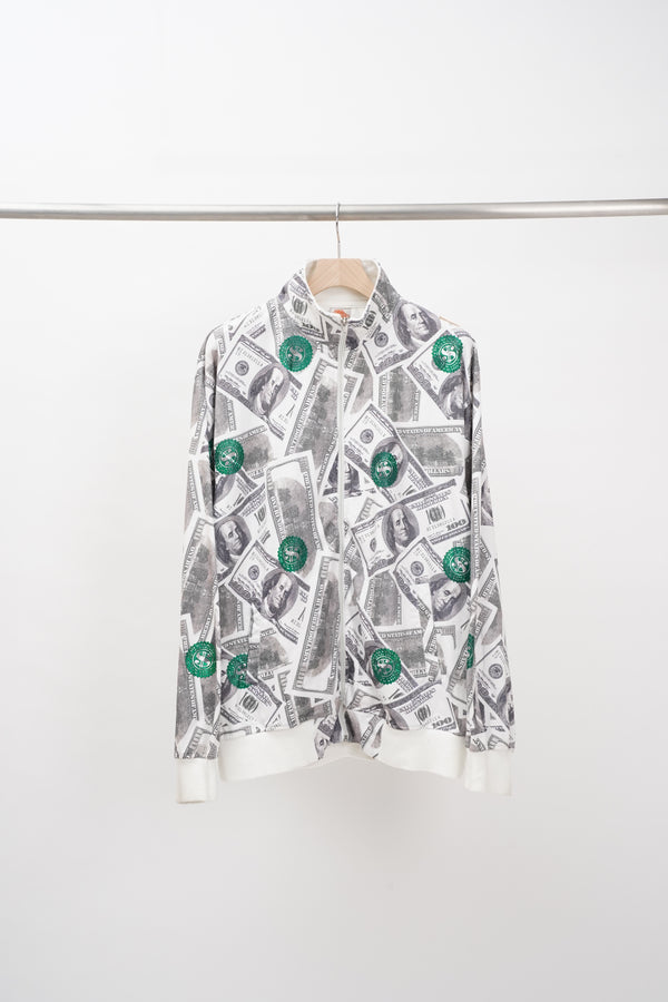 "Johnny Blaze" -Dollar Pattern Cotton/Poly Jersey Track Jacket-