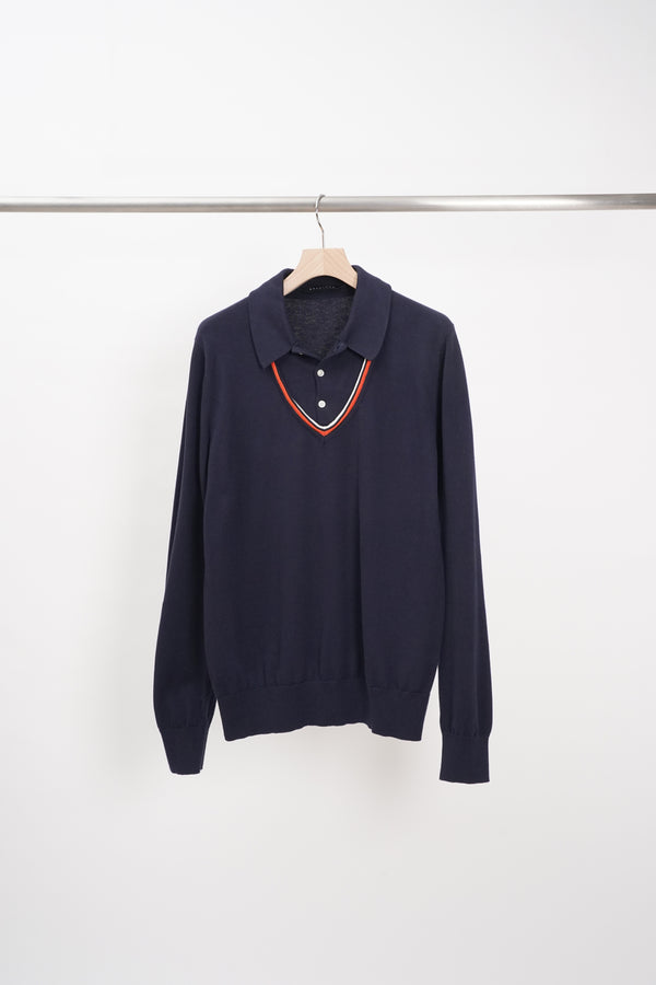 "SEAN JOHN" -Cotton Knit Fake Layered Polo Shirt-