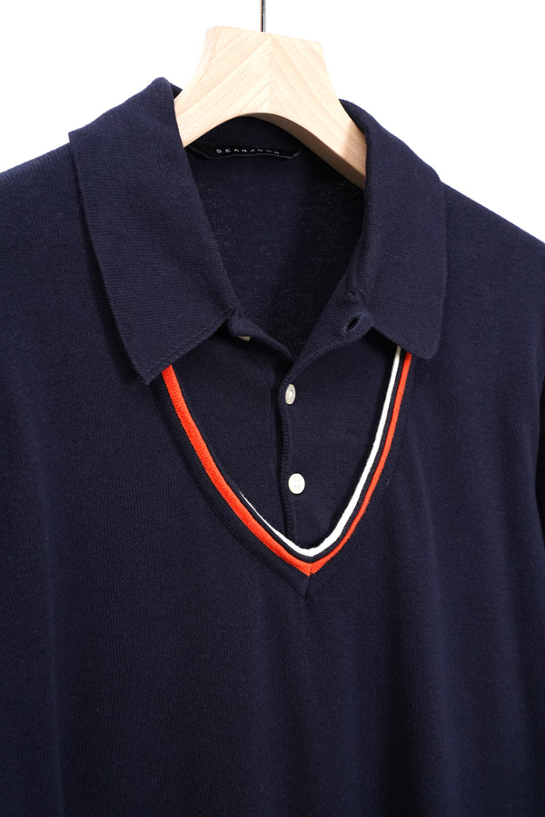 "SEAN JOHN" -Cotton Knit Fake Layered Polo Shirt-