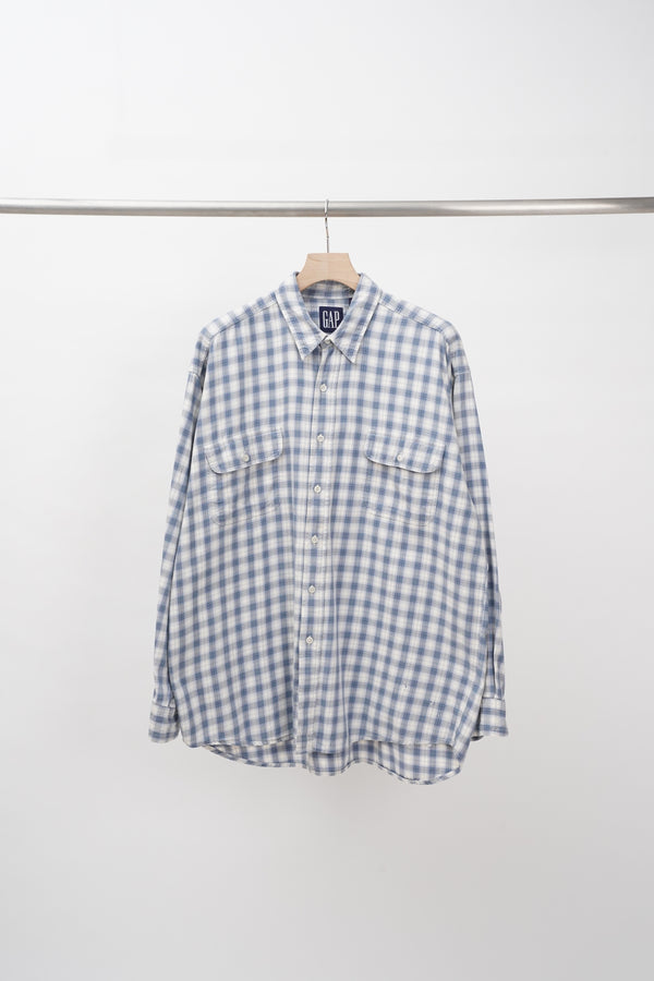 90's "GAP" -Cotton Ombre Check L/S Shirt-