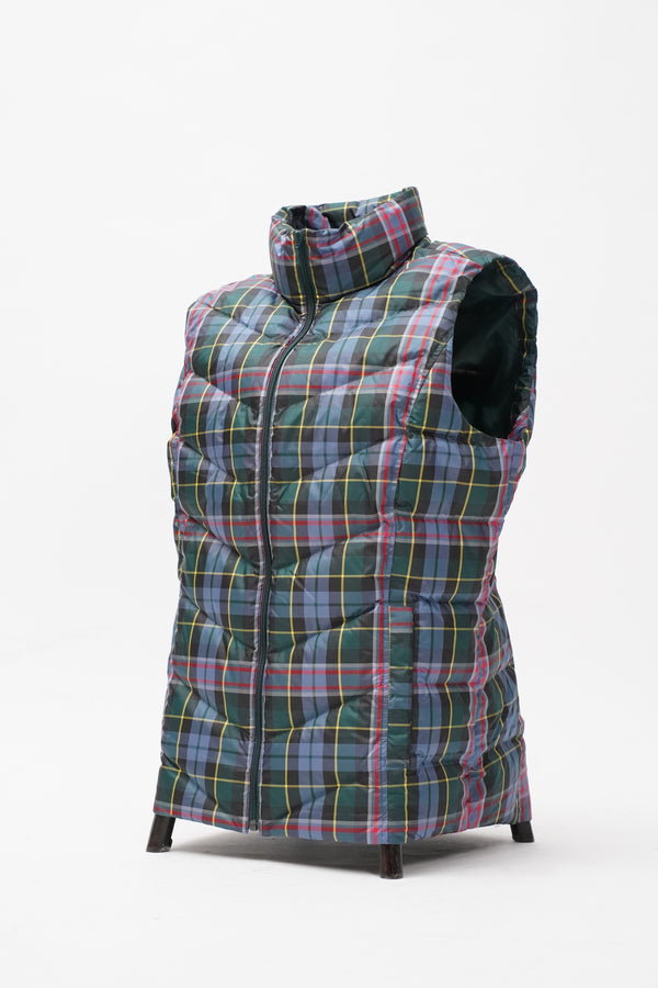 "LANDS' END" -Check Pattern V Quilting Down Vest-