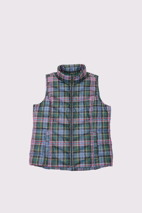 "LANDS' END" -Check Pattern V Quilting Down Vest-