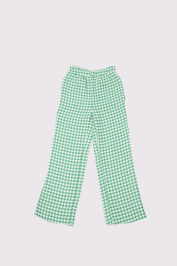 "UNKNOWN" -Houndstooth Pattern Jacquard Knit Wide Pants-