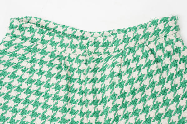 "UNKNOWN" -Houndstooth Pattern Jacquard Knit Wide Pants-