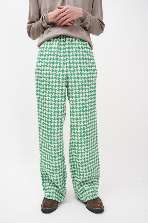 "UNKNOWN" -Houndstooth Pattern Jacquard Knit Wide Pants-